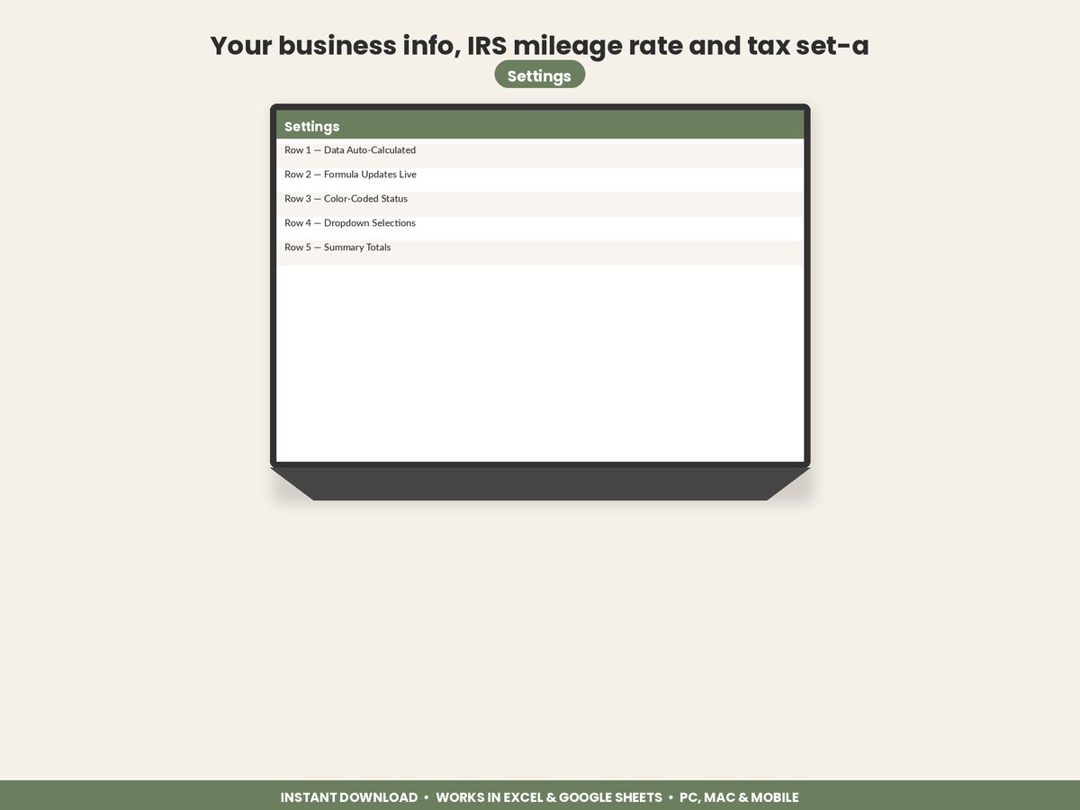 Cleaning Business Tracker spreadsheet - feature detail