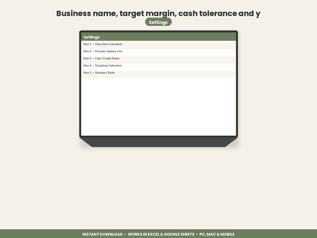 Vending Machine Business Tracker spreadsheet - feature detail