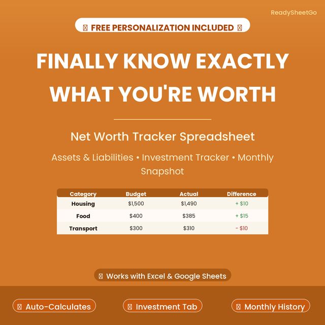 Net worth and investment tracker spreadsheet template