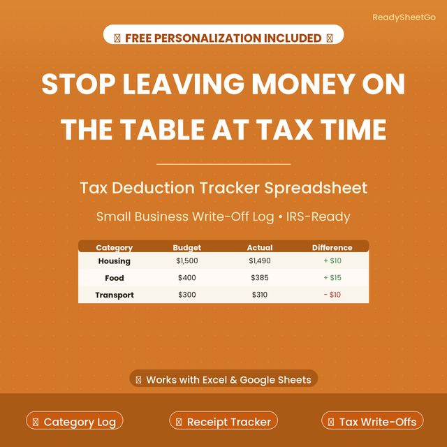 Small business tax deduction tracker spreadsheet template